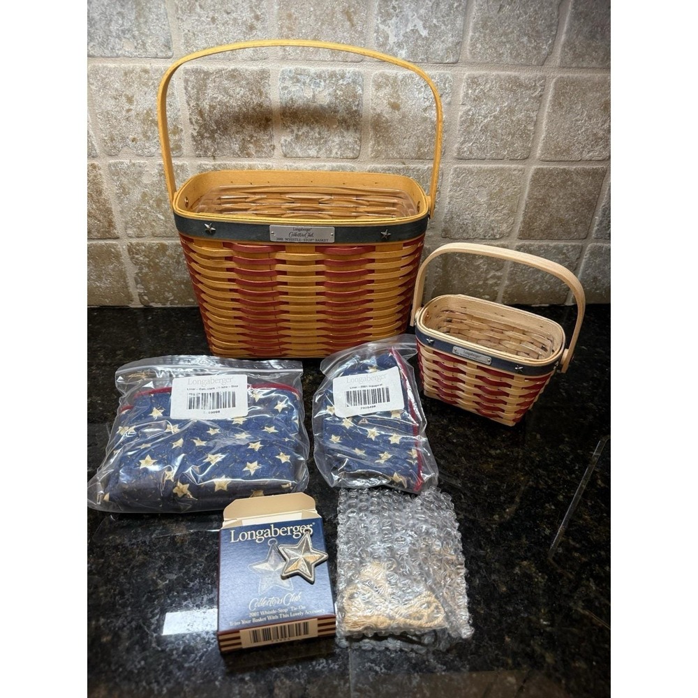 Longaberger Collectors Club 2001 Whistle Stop Basket USA Plastic & Fabric Liner